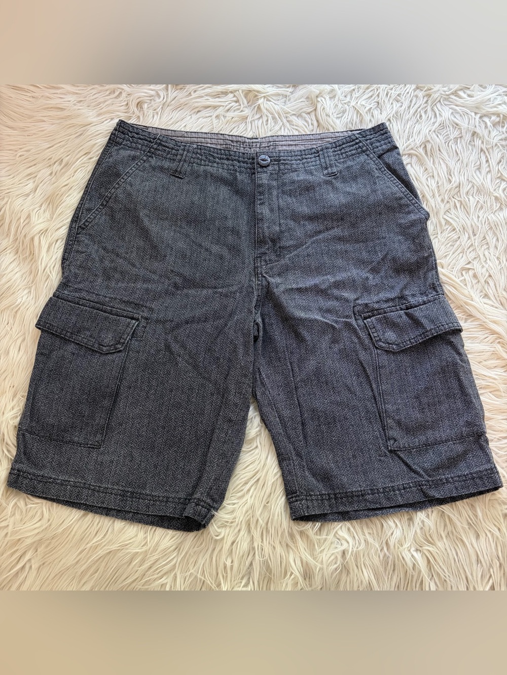 Route 66 Cargo Shorts 100% Cotton Grey Denim Skater Men’s Size 34 Inseam 11.5”